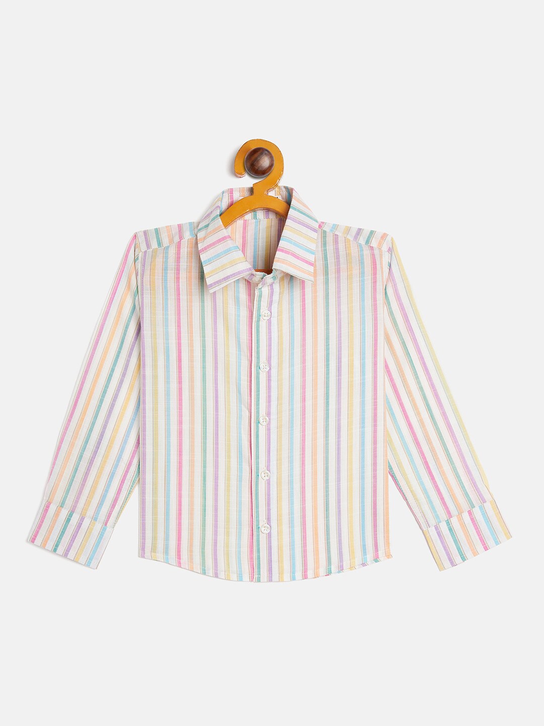 

JWAAQ Boys Relaxed Candy Stripes Striped Spread Collar Cotton Casual Shirt, White