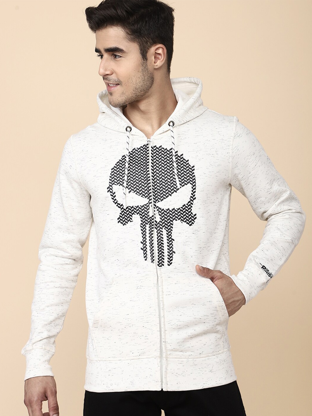 

Free Authority Punisher Printed Hooded Pullover, White