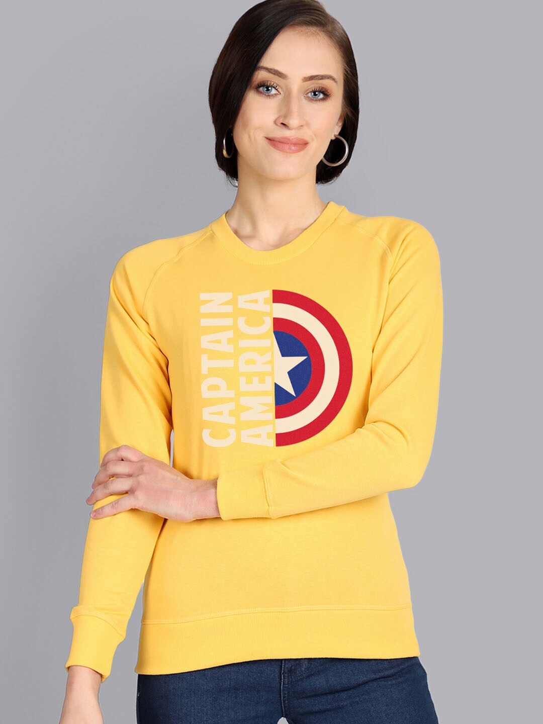 

Free Authority Captain America Printed Cotton Sweatshirt, Yellow