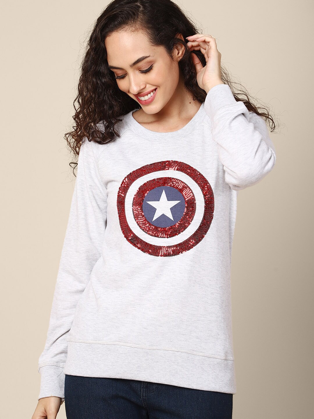 

Free Authority Captain America Printed Cotton Sweatshirt, Grey