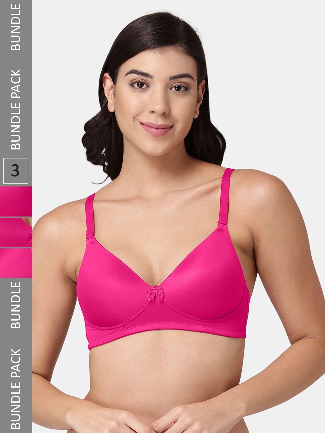 

Tweens Pack Of 3 Full Coverage Non-Wired Lightly Padded Bra All Day Comfort, Pink