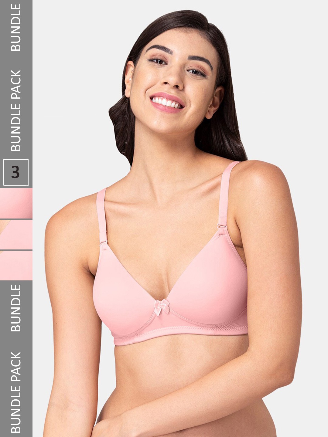 

Tweens Pack Of 3 Non-Wired Lightly Padded Seamless T-Shirt Bra With All Day Comfort, Pink