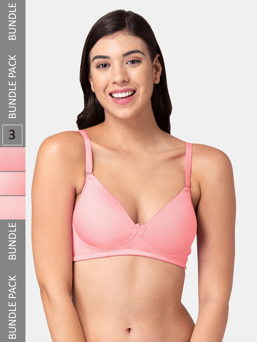 

Tweens Pack Of 3 Non-Wired Lightly Padded Seamless T-Shirt Bra With All Day Comfort, Peach