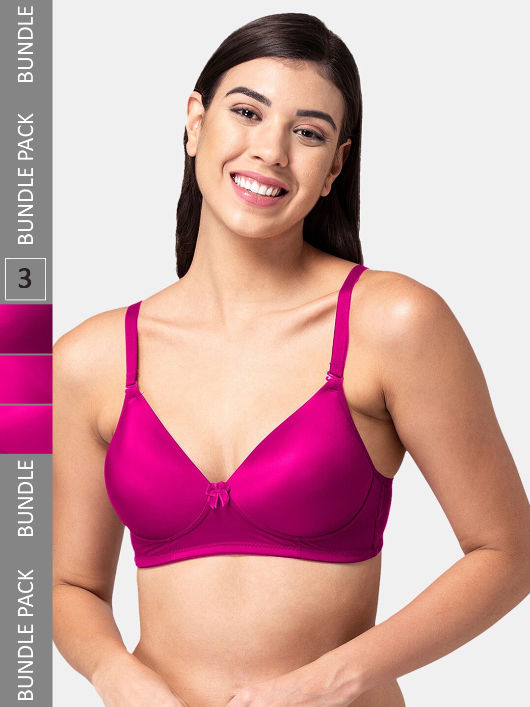 

Tweens Pack Of 3 Full Coverage Non-Wired Lightly Padded T-Shirt Bra All Day Comfort, Magenta