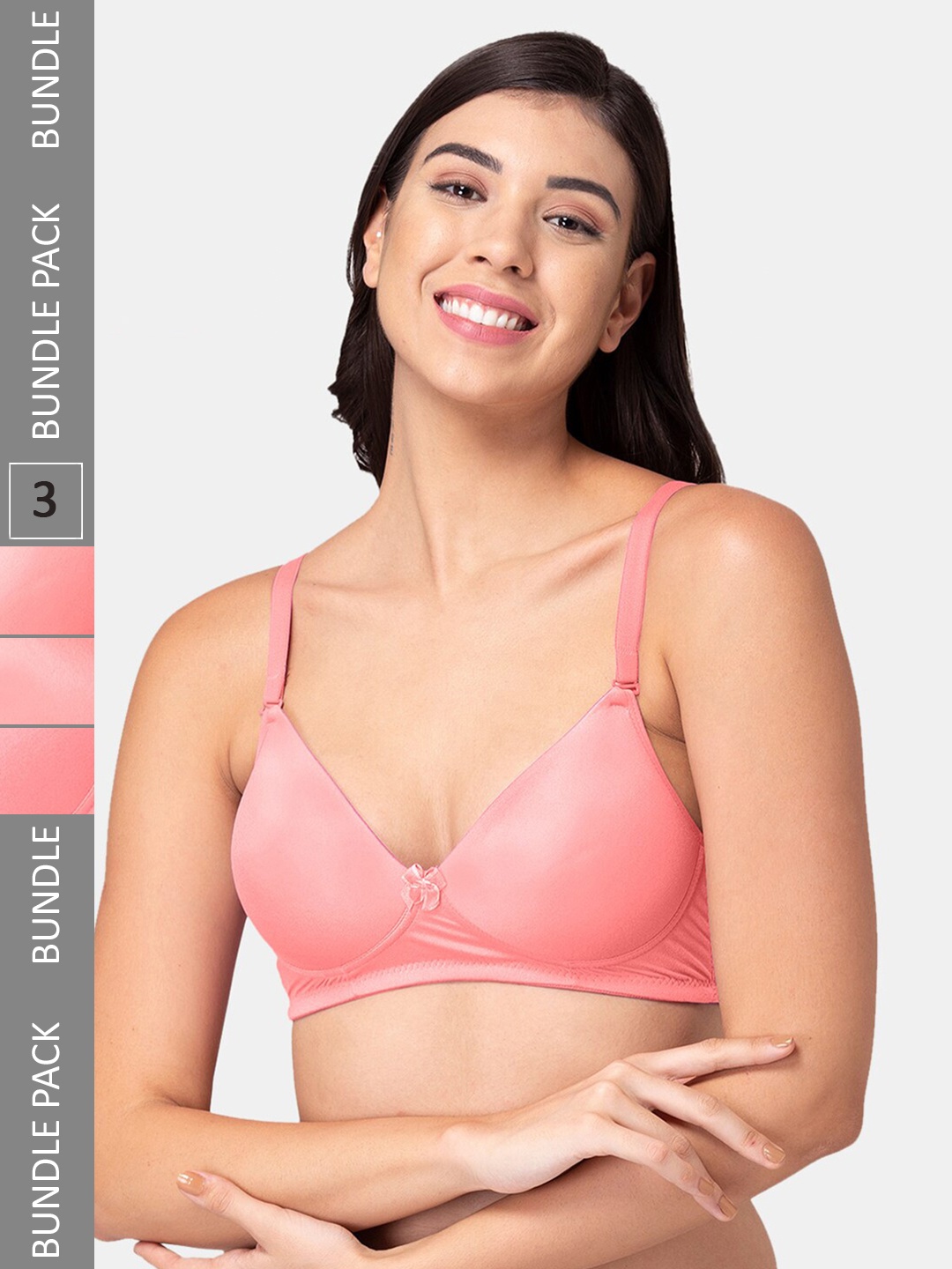 

Tweens Pack Of 3 Full Coverage Lightly Padded Seamless T-shirt Bra With All Day Comfort, Coral