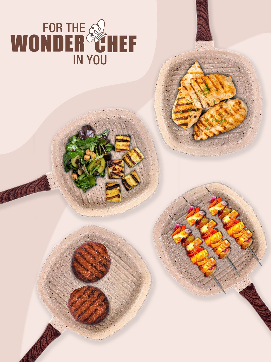 

Wonderchef Duralife Die-cast Aluminium Non-Stick Grill Pan-1.5 L, Off white