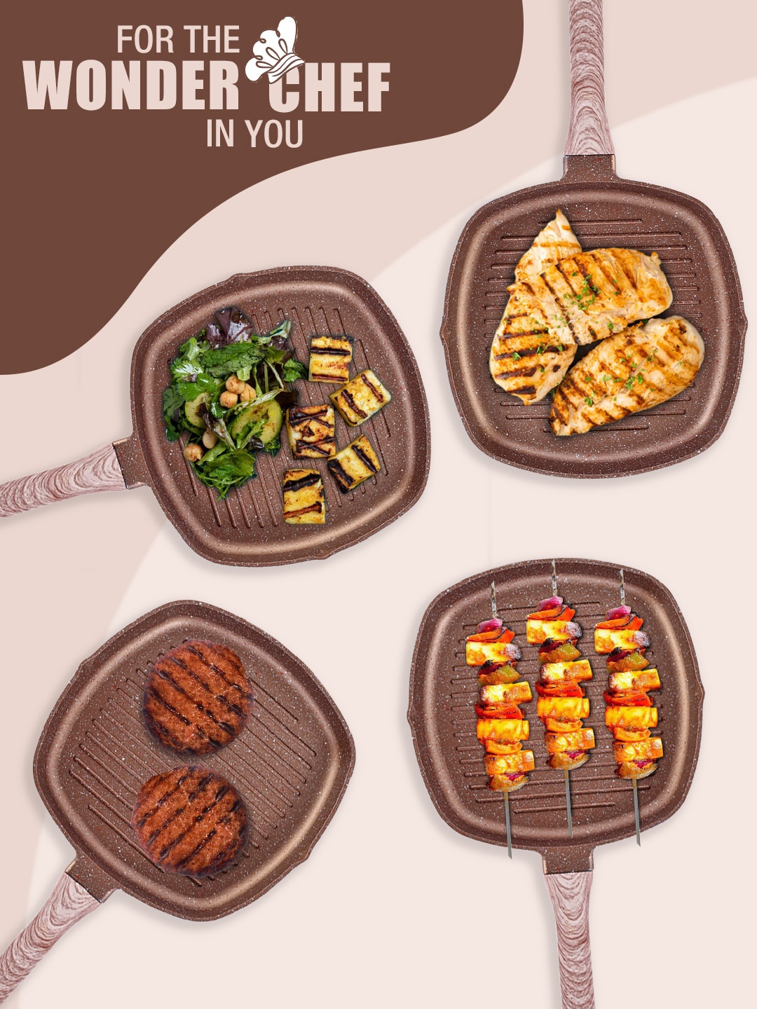 

Wonderchef Duralife Copper Aluminum Die-cast Non-Stick Grill Pan