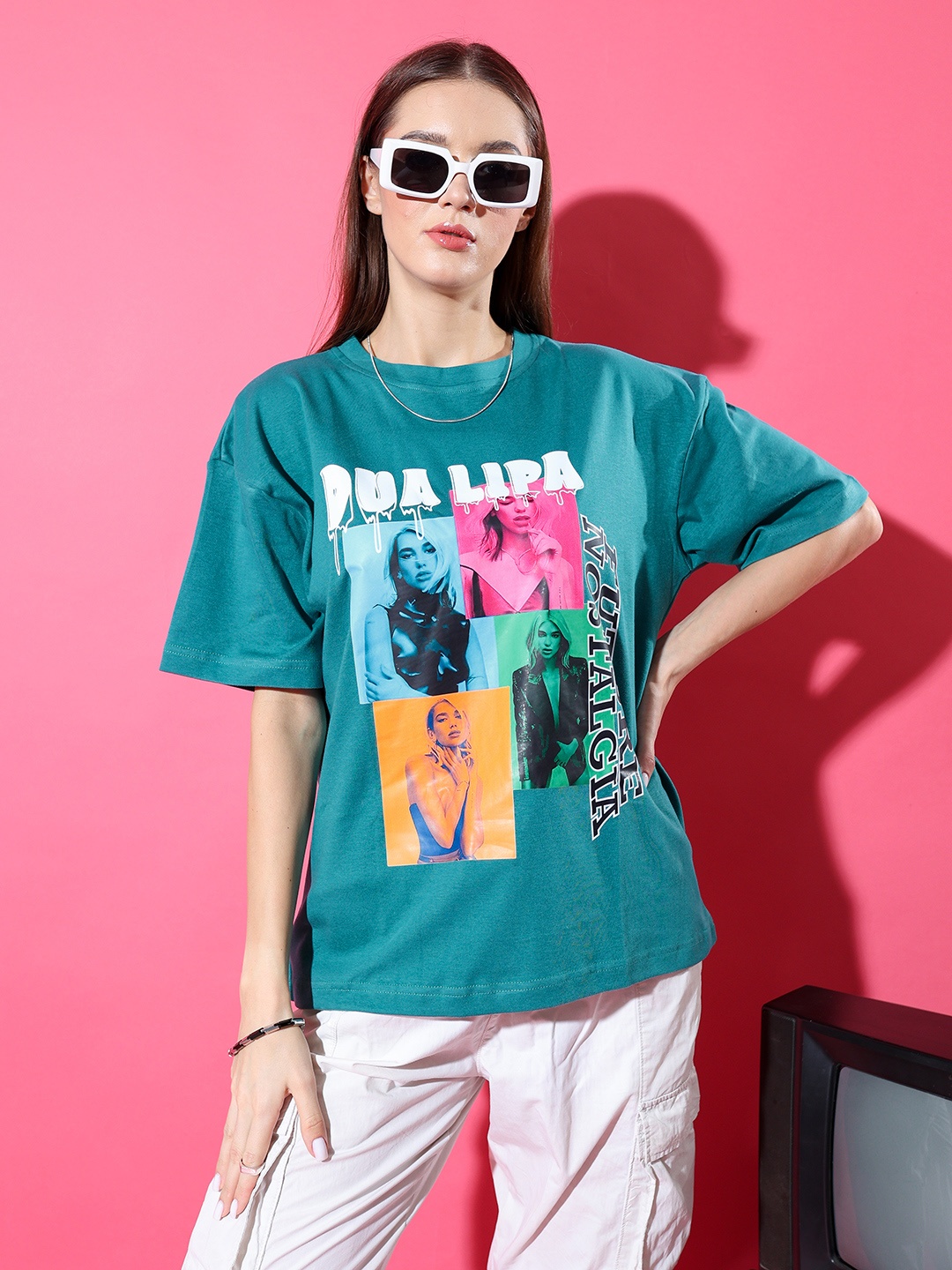 

Stylecast X Hersheinbox Women Printed Pure Cotton T-shirt, Teal