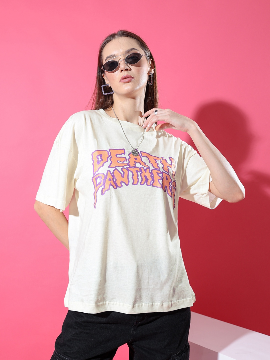 

Stylecast X Hersheinbox Women Printed Pure Cotton T-shirt, White