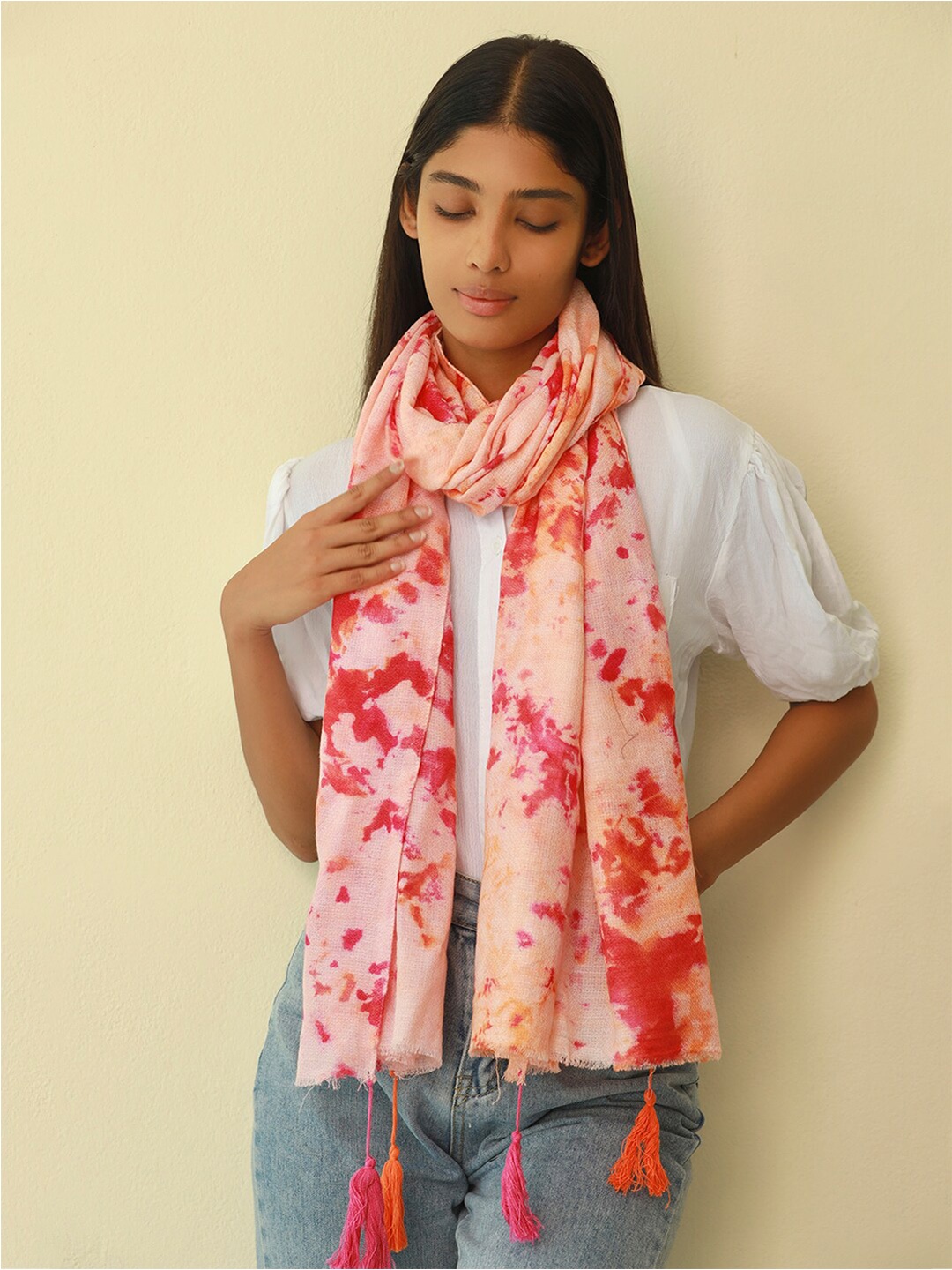 

Ayesha Abstract Printed Scarf, Pink