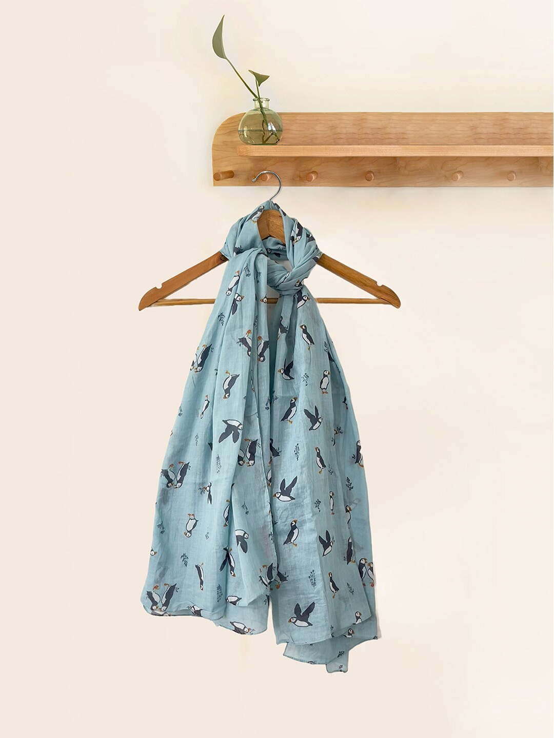 

Ayesha Conversational Printed Cotton Scarf, Blue