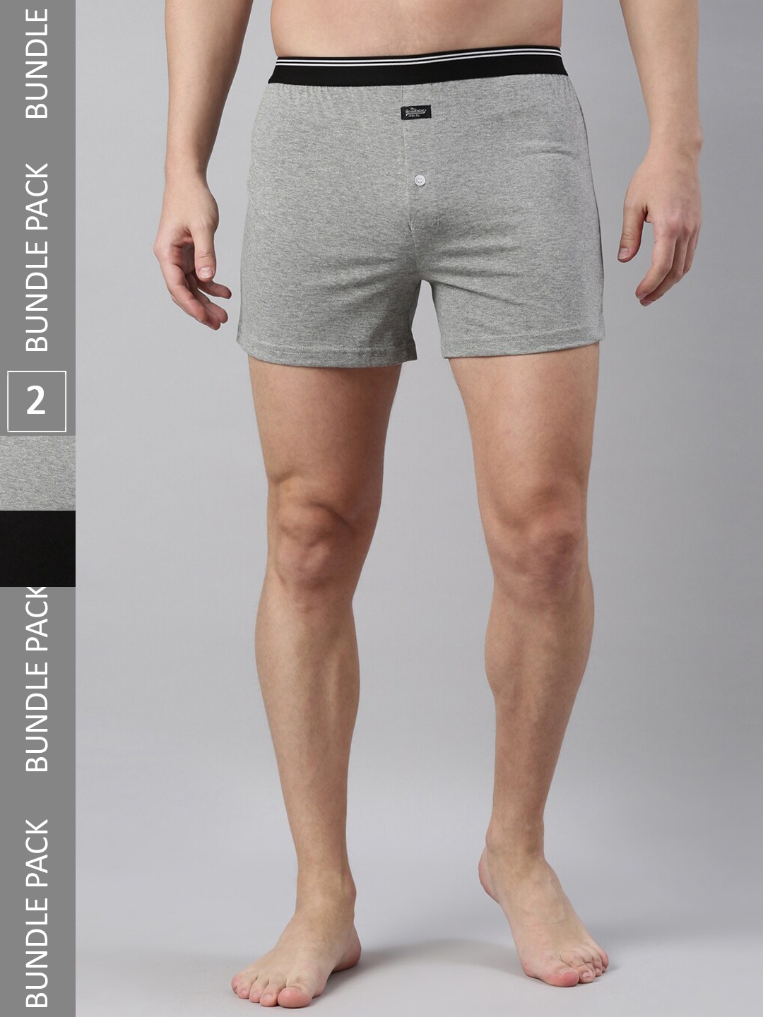 

Roadster Pack of 2 Pure Cotton Boxers RR2-BS-BLKGM, Black