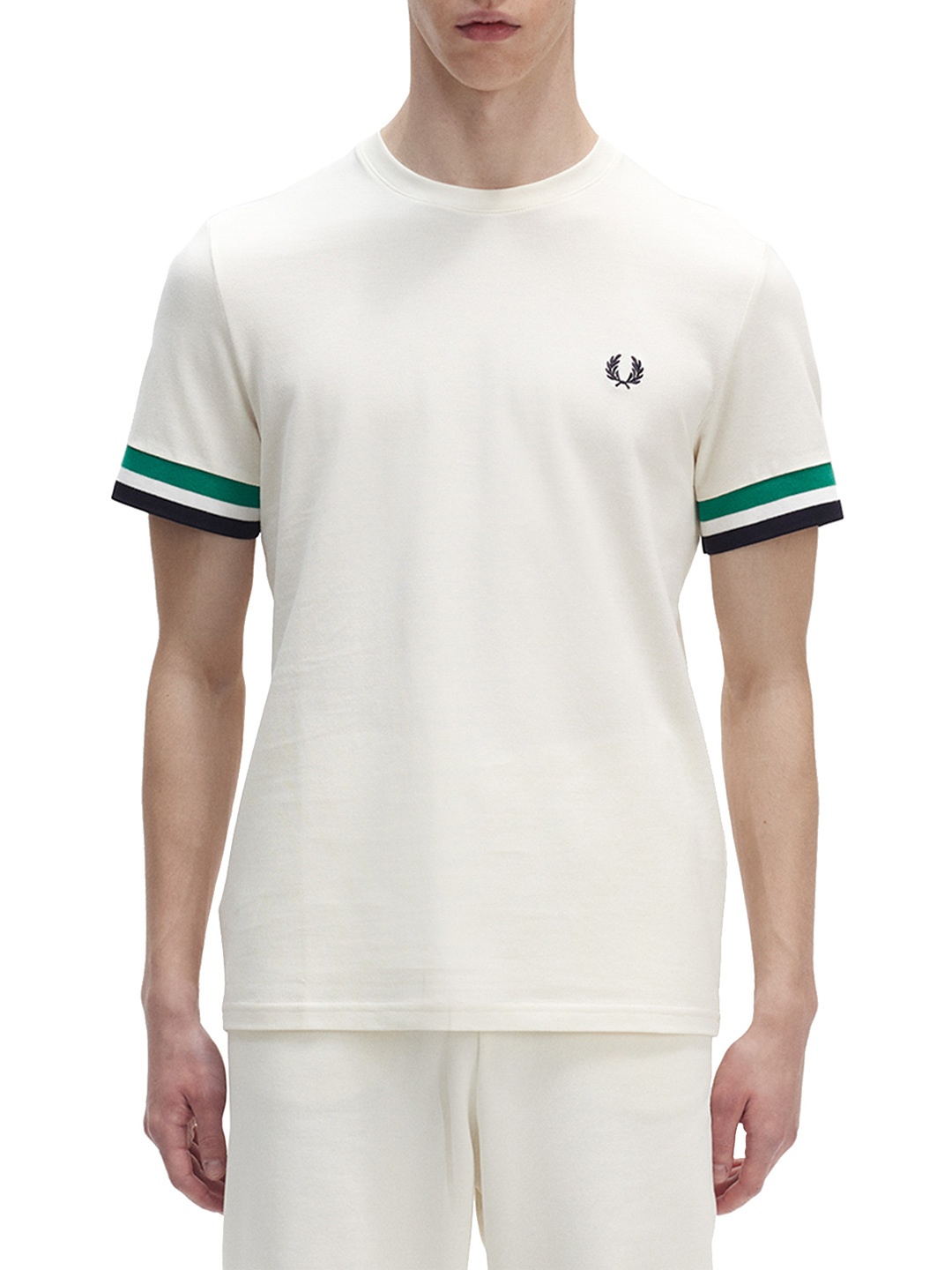 

Fred Perry Round Neck Short Sleeves Cotton T-shirt, Cream