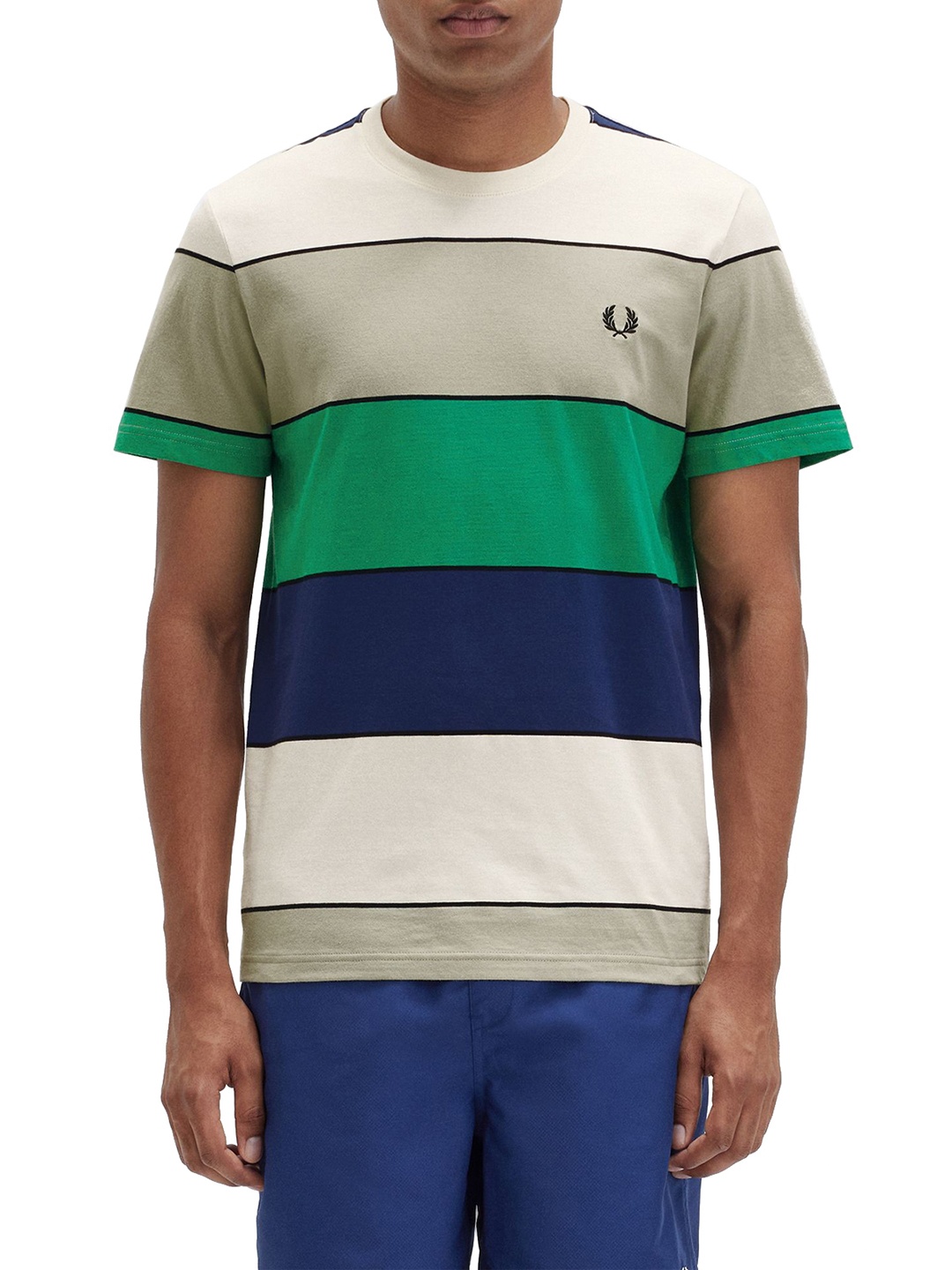 

Fred Perry Striped Cotton T-shirt, Grey