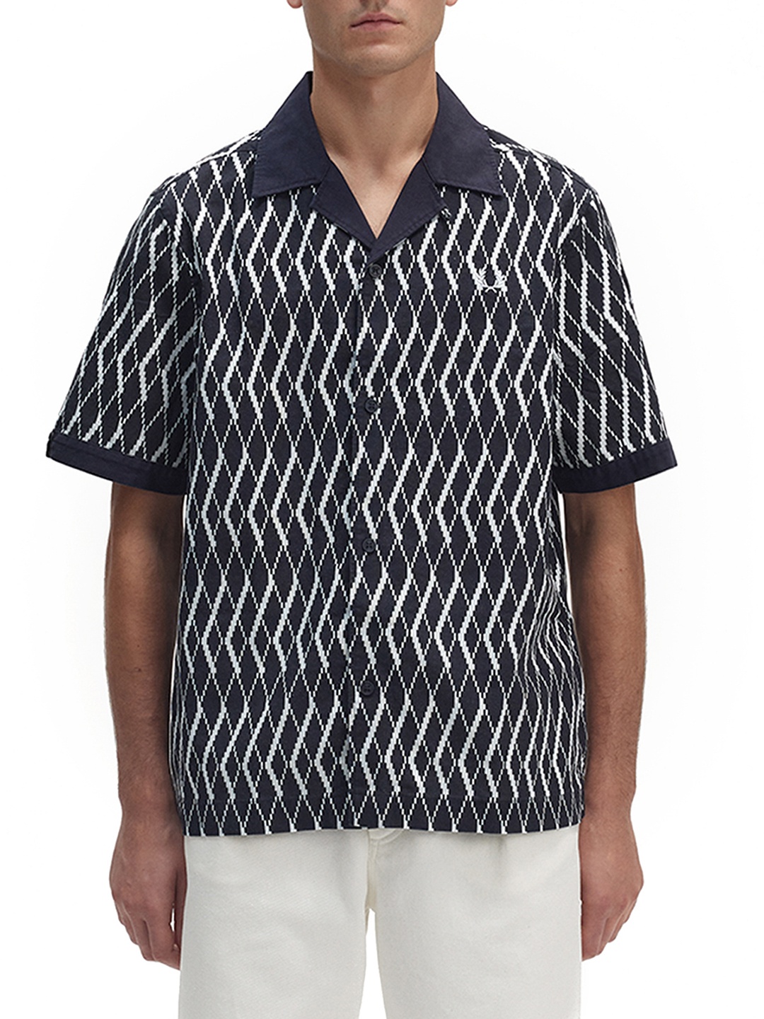 

Fred Perry Abstract Printed Polo Collar Cotton T-shirt, Navy blue