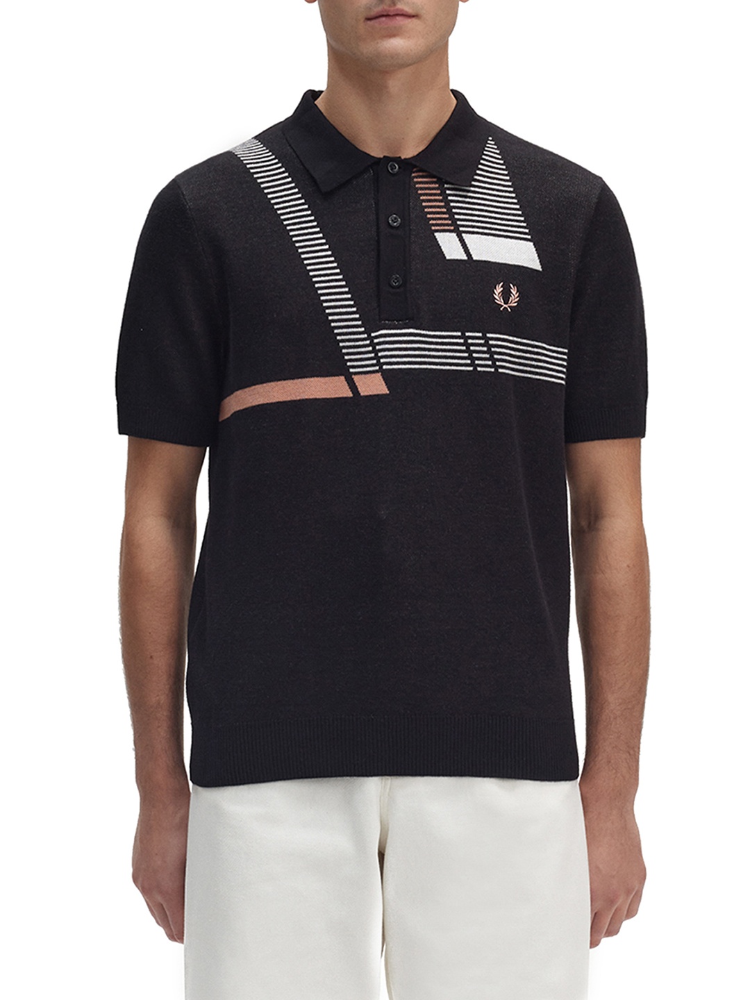 

Fred Perry Black Striped Polo Collar Cotton Casual T-shirt