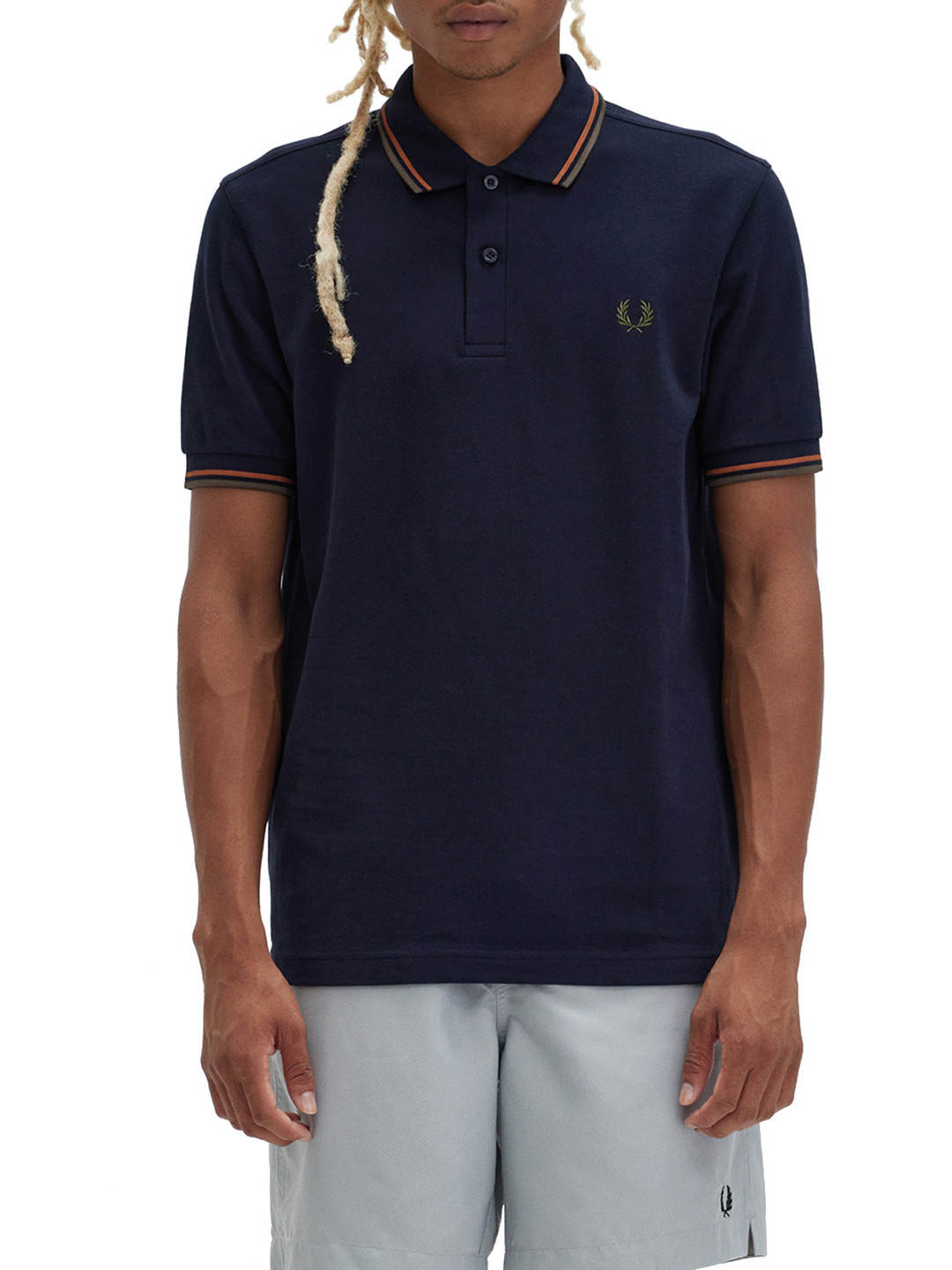 

Fred Perry Polo Collar Applique Cotton T-shirt, Navy blue