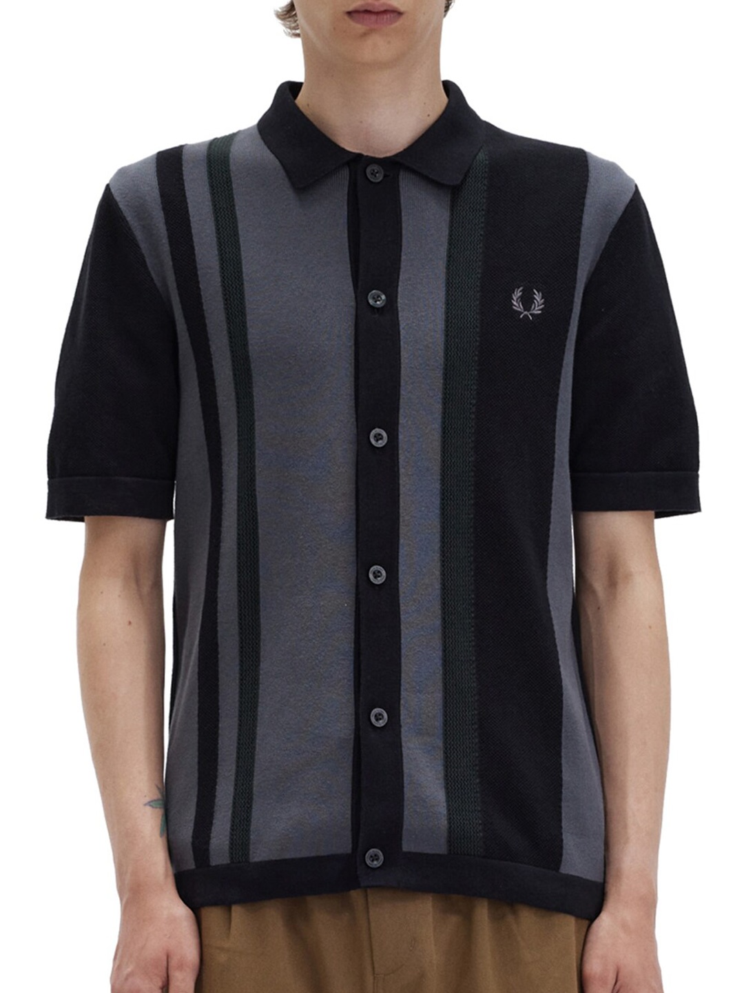 

Fred Perry Vertical Striped Cotton Casual Shirt, Black