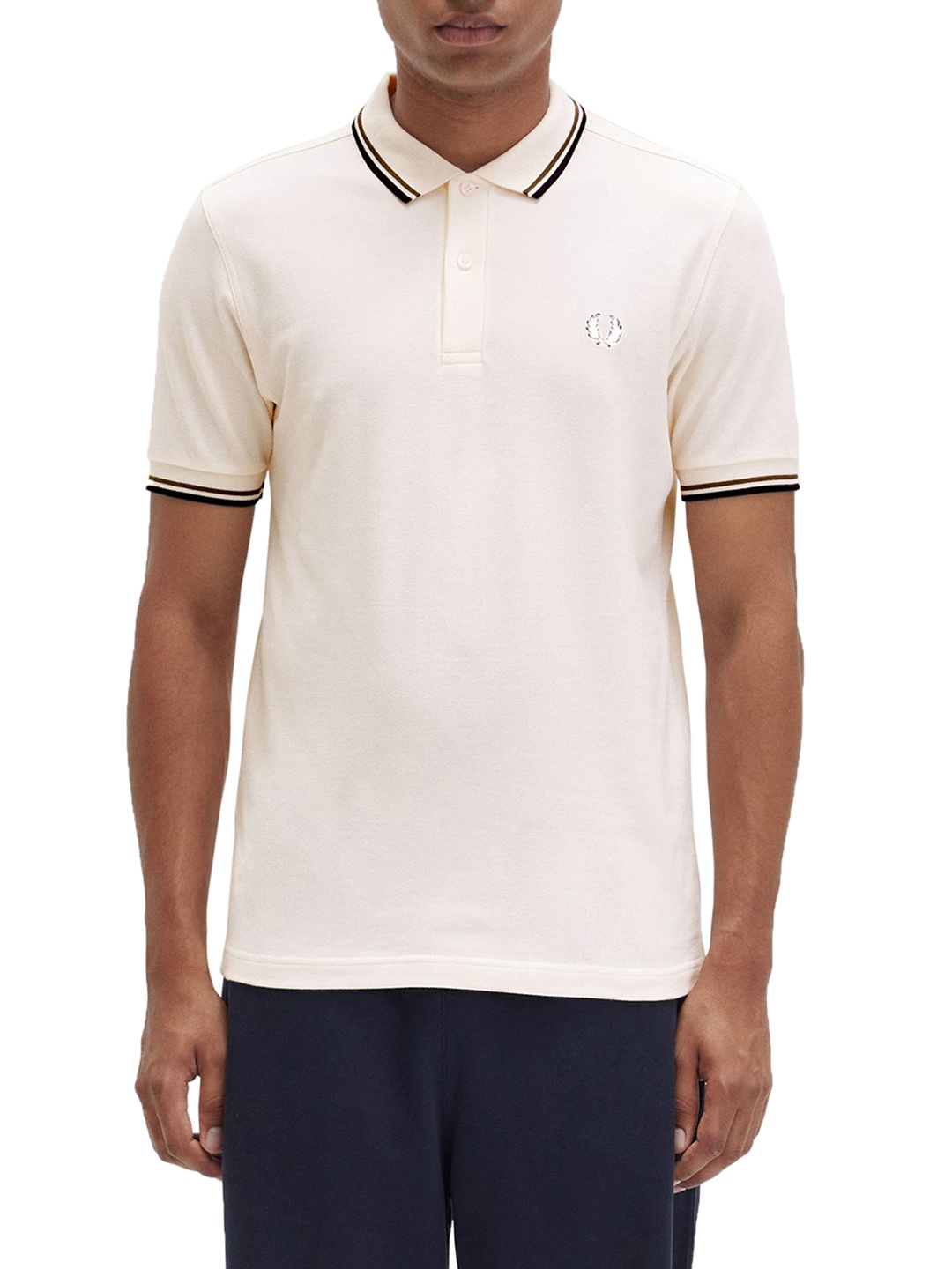 

Fred Perry Polo Collar Cotton T-shirt, Cream