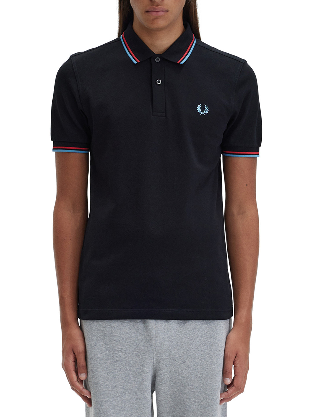 

Fred Perry Polo Collar Applique Cotton T-shirt, Black