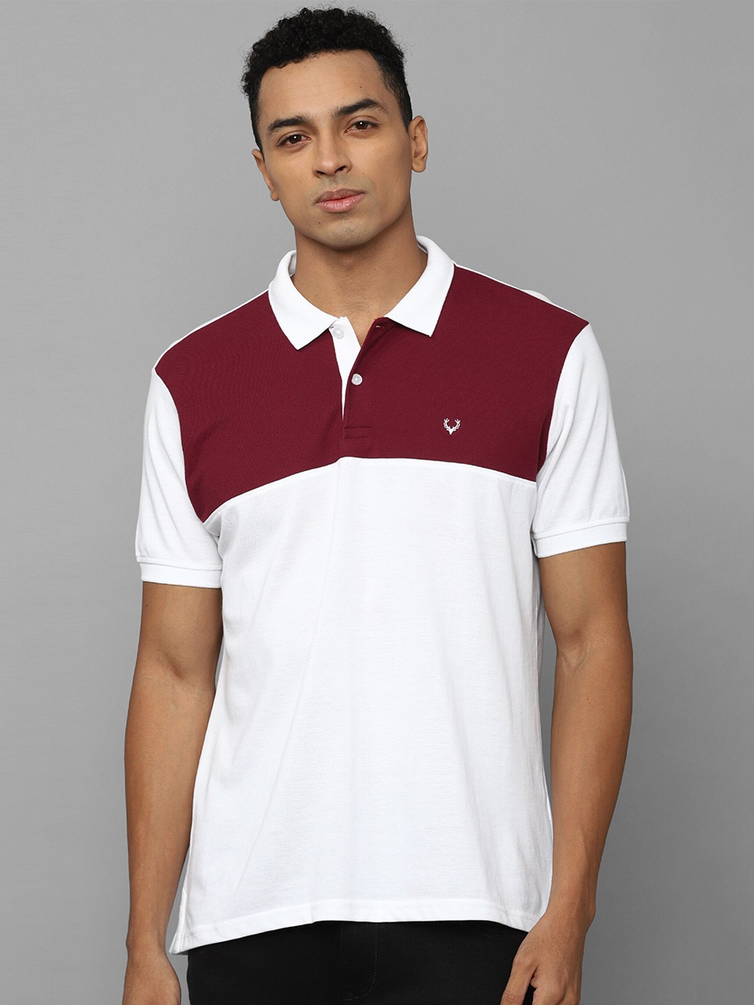 

Allen Solly Colourblocked Polo Collar Pure Cotton T-shirt, White
