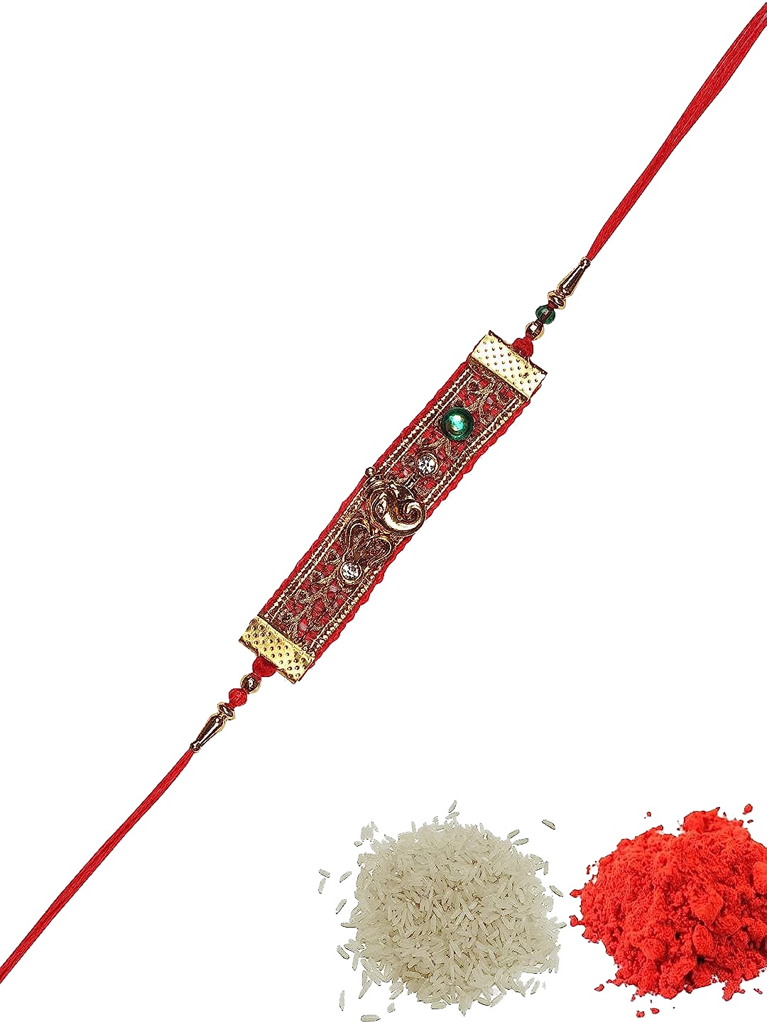 

AccessHer Ganesha Charm Rakhi With Roli Chawal, Red