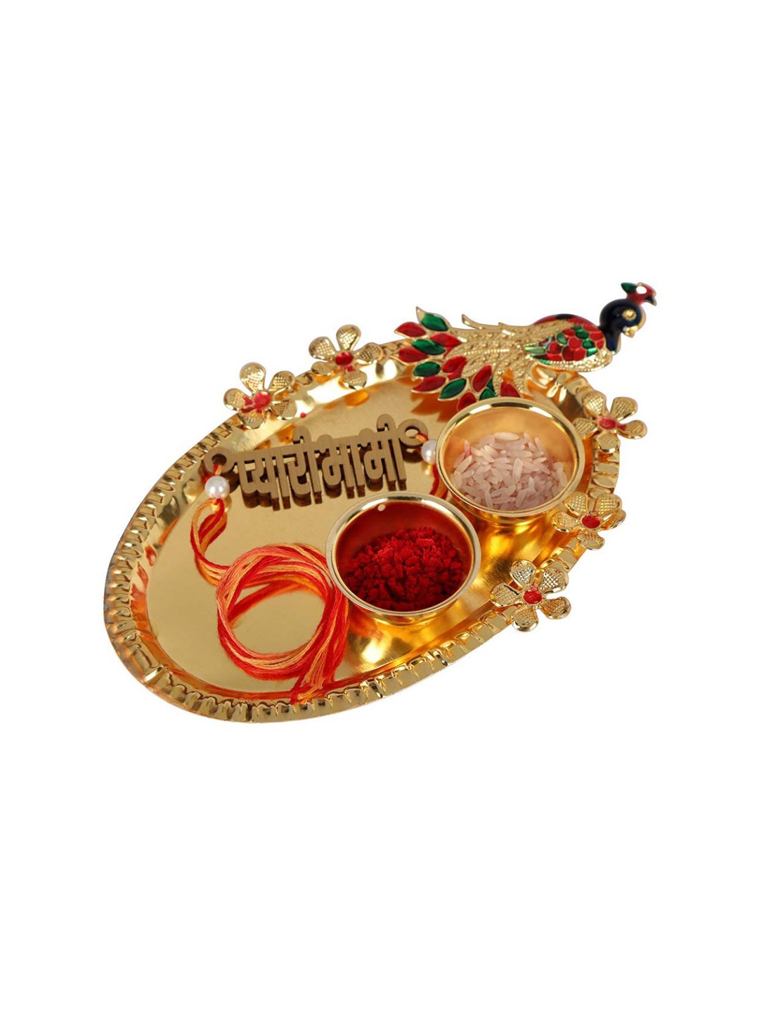 

AccessHer Pyari Bhabhi Rakhi With Roli Chawal & Pooja Thali, Gold