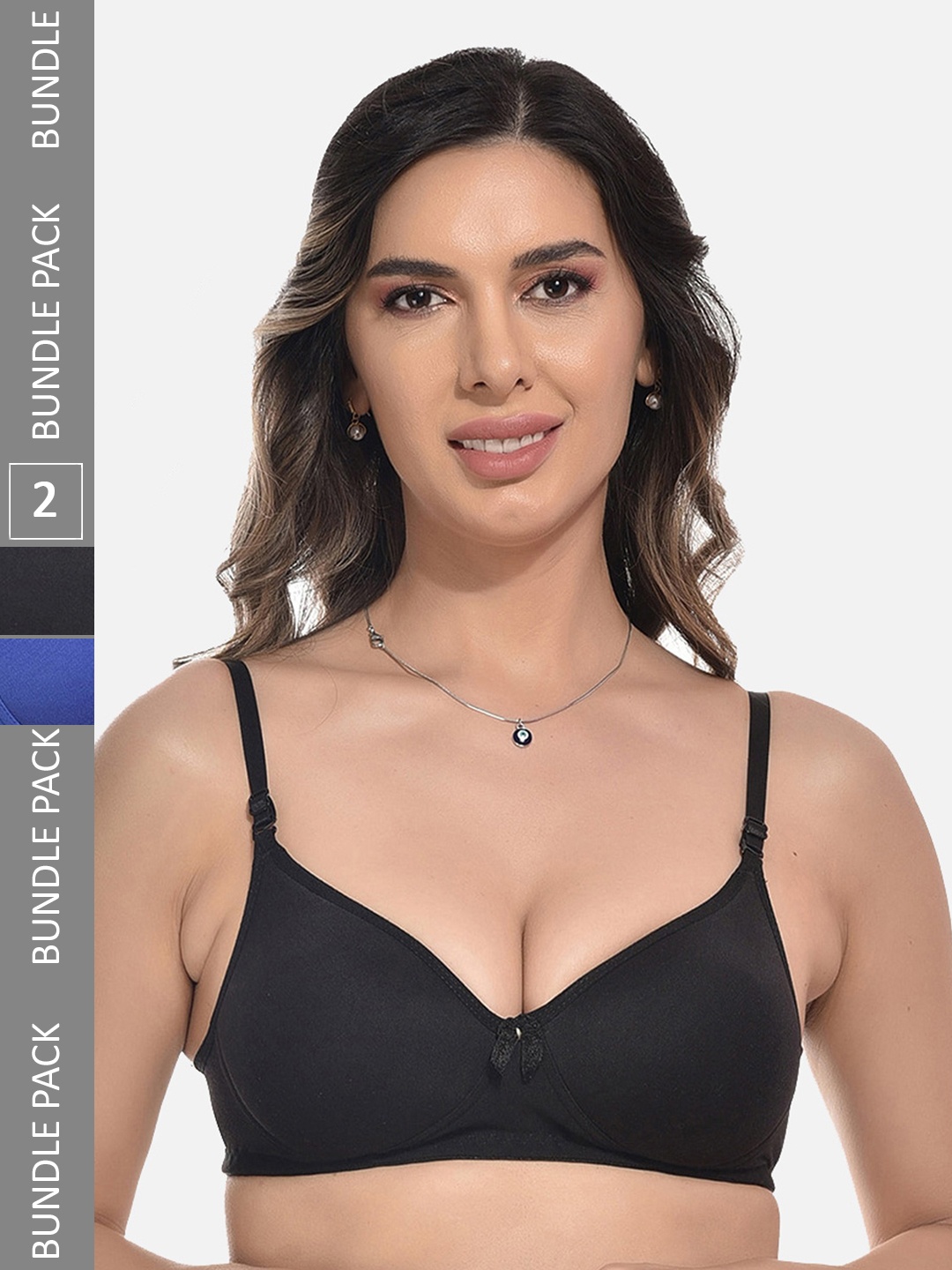 

StyFun Pack Of 2 Full Coverage Lightly Padded Everyday All Day Comfort Bra, Black