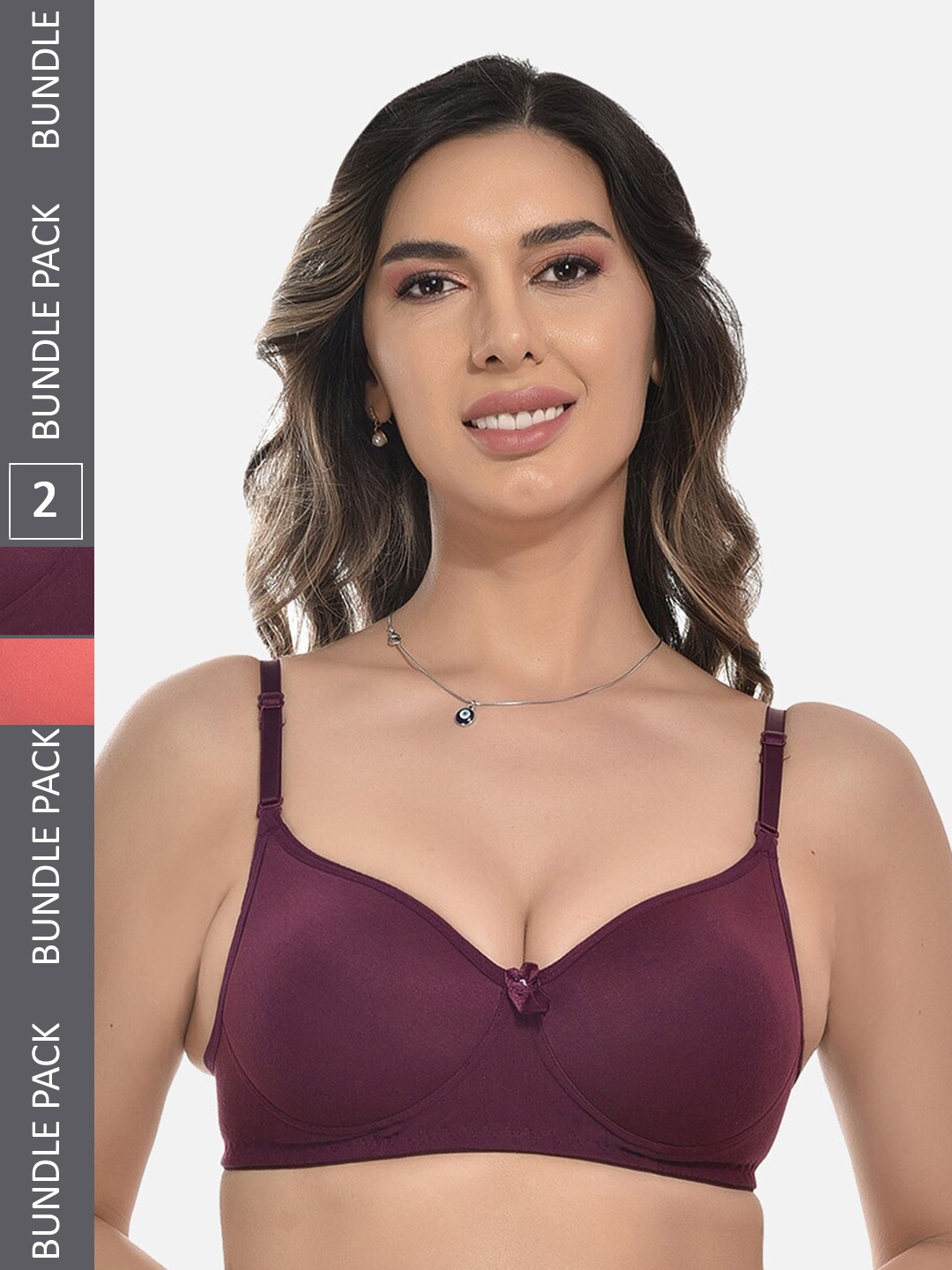 

StyFun Pack of 2 Bra Full Coverage Lightly Padded, Purple