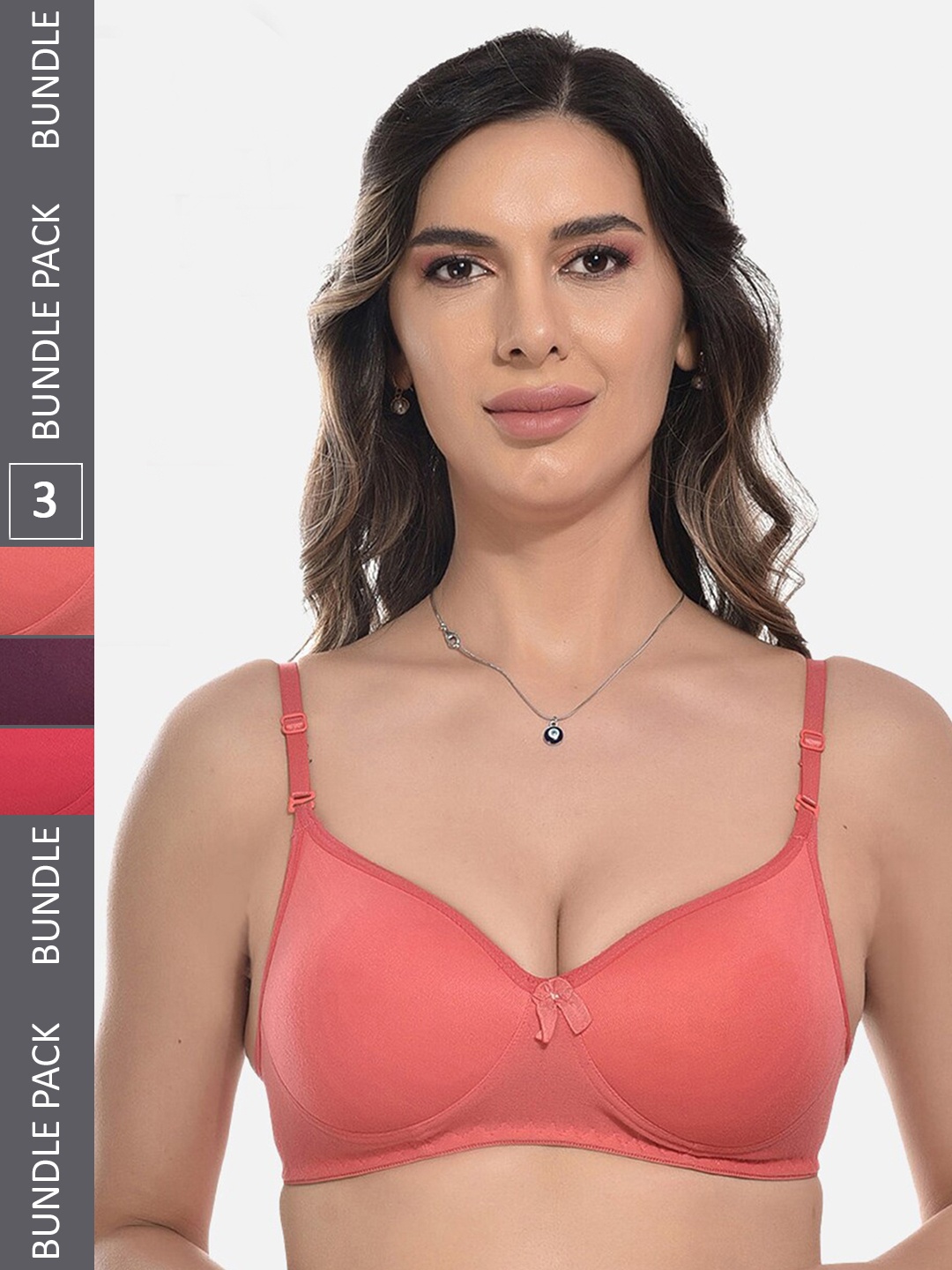 

StyFun Pack Of 3 Bra Full Coverage Lightly Padded, Purple