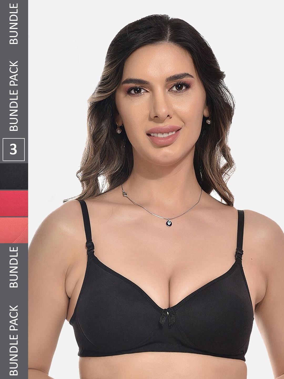 

StyFun Pack Of 3 Bra Full Coverage Lightly Padded, Black