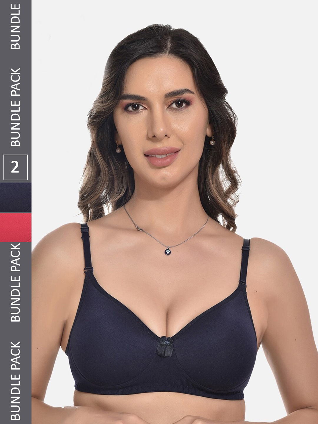 

StyFun Pack Of 2 Bra Full Coverage Lightly Padded, Navy blue