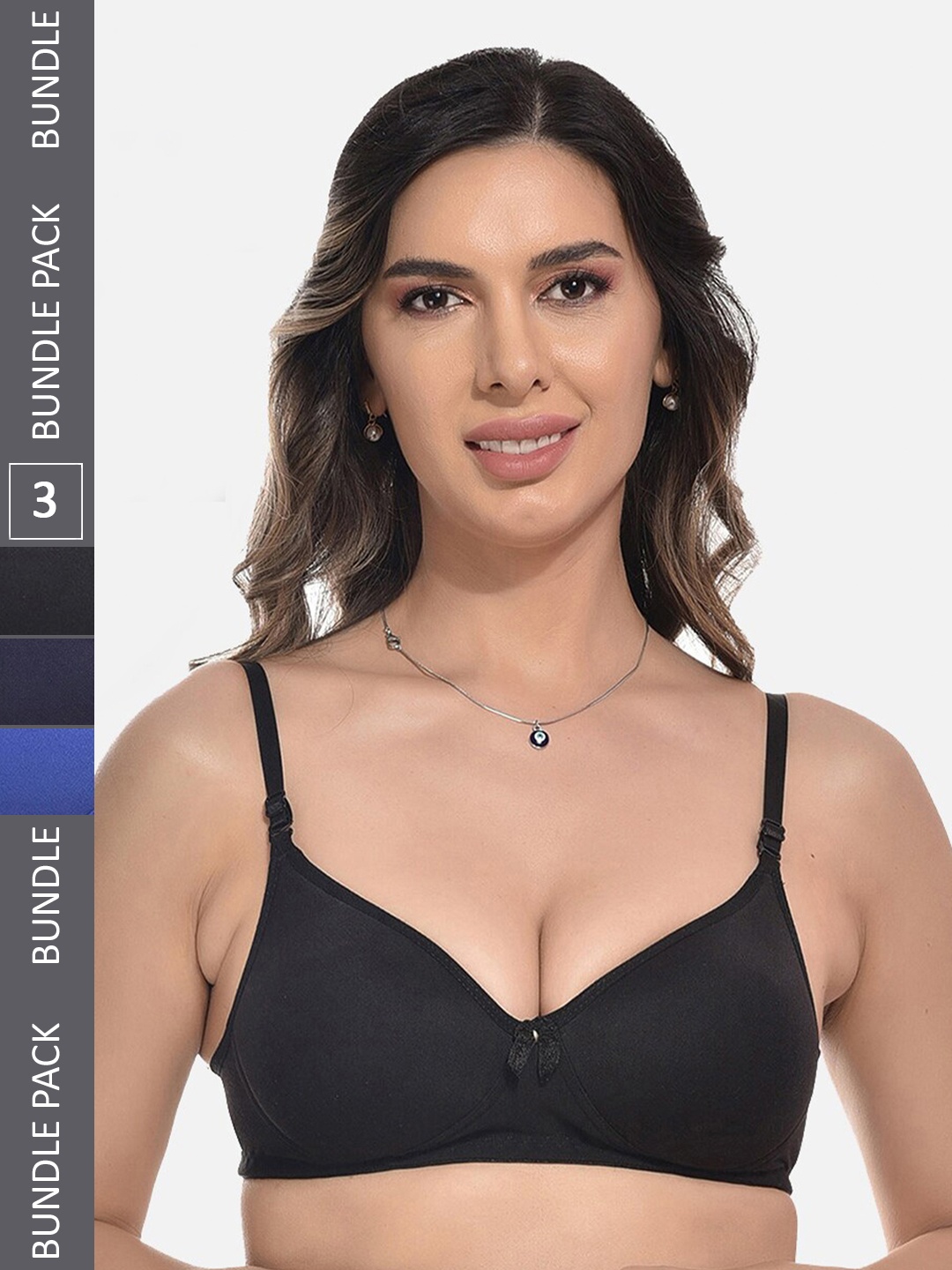 

StyFun Pack of 3 Bras Full Coverage Lightly Padded, Black