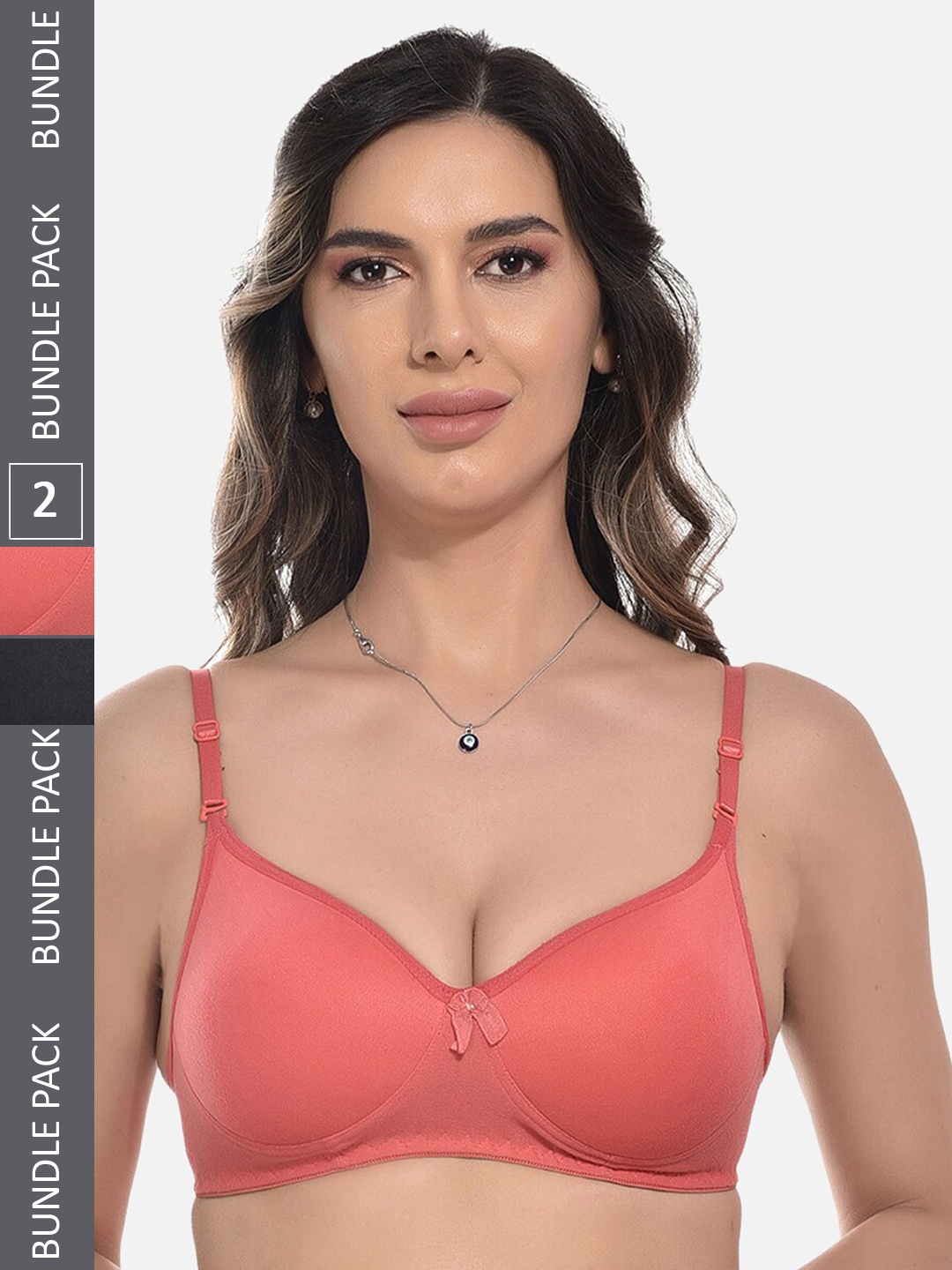 

StyFun Pack Of 2 Bra Full Coverage Lightly Padded, Black