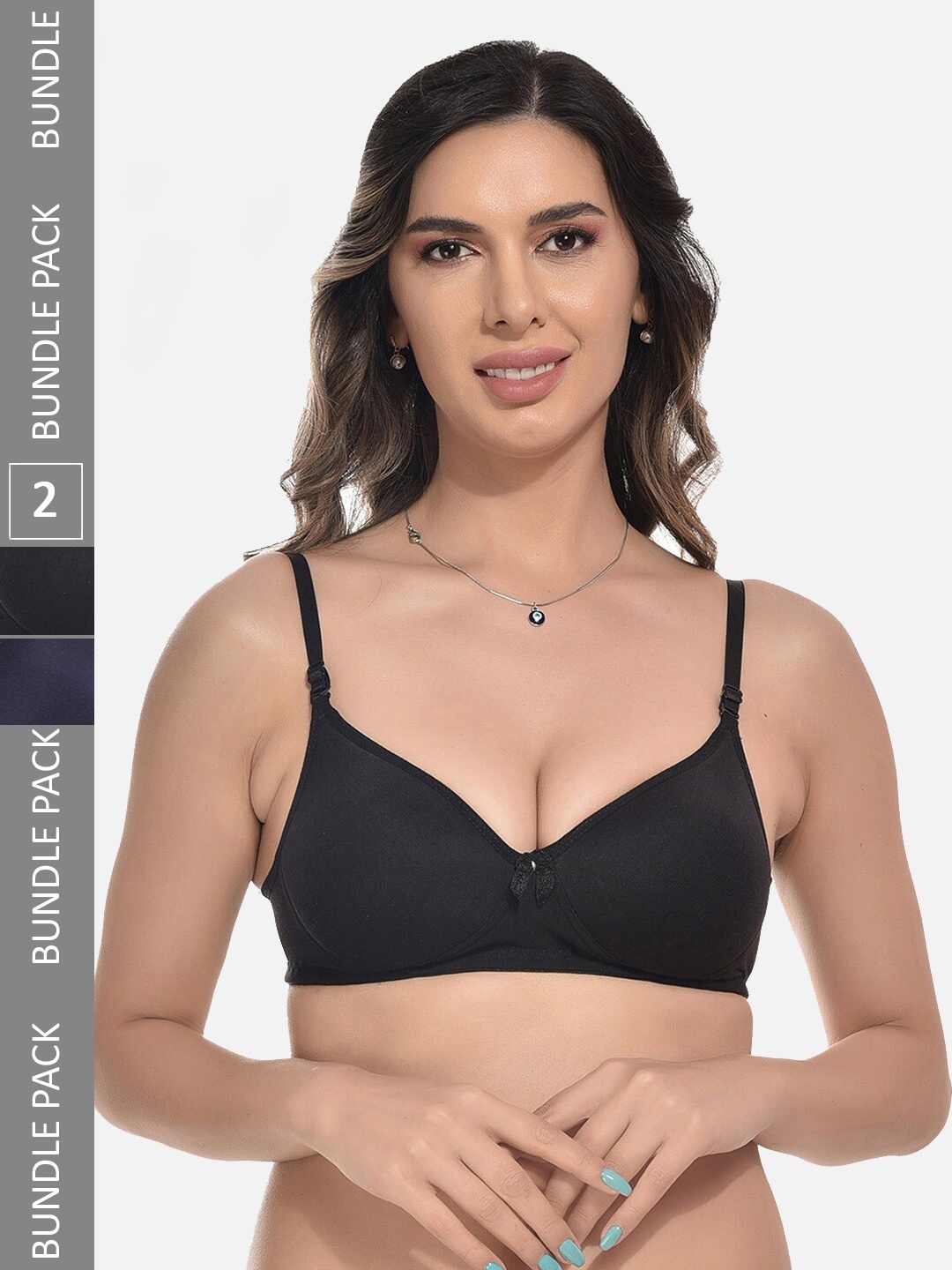 

StyFun Pack Of 2 Full Coverage Lightly Padded All Day Comfort Everyday Bra, Black