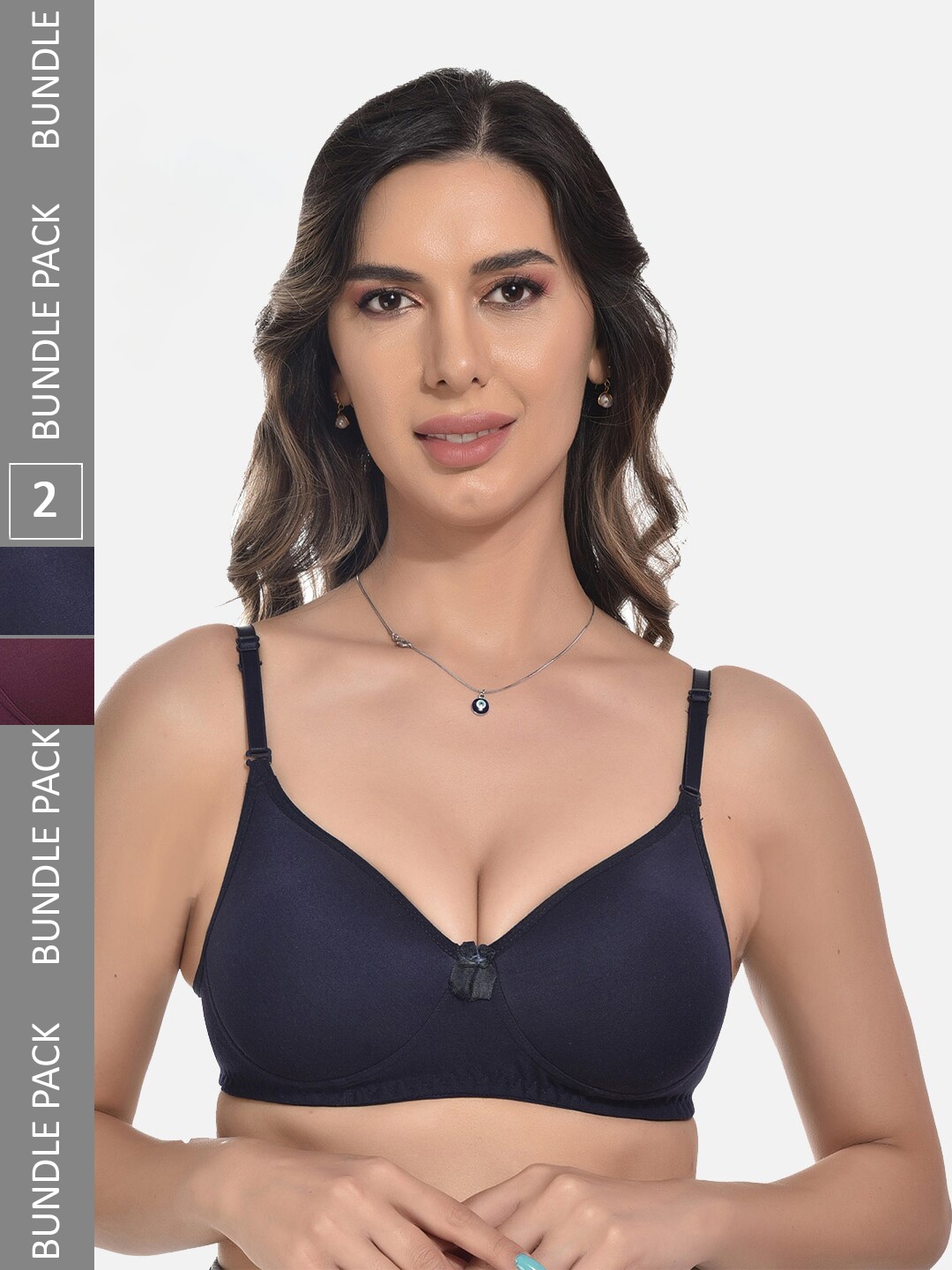 

StyFun Pack Of 2 Bra Full Coverage Lightly Padded, Navy blue