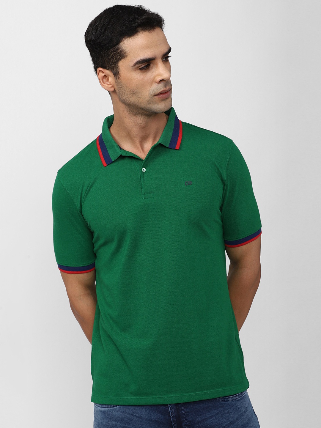 

Peter England Casuals Polo Collar Slim Fit T-shirt, Green