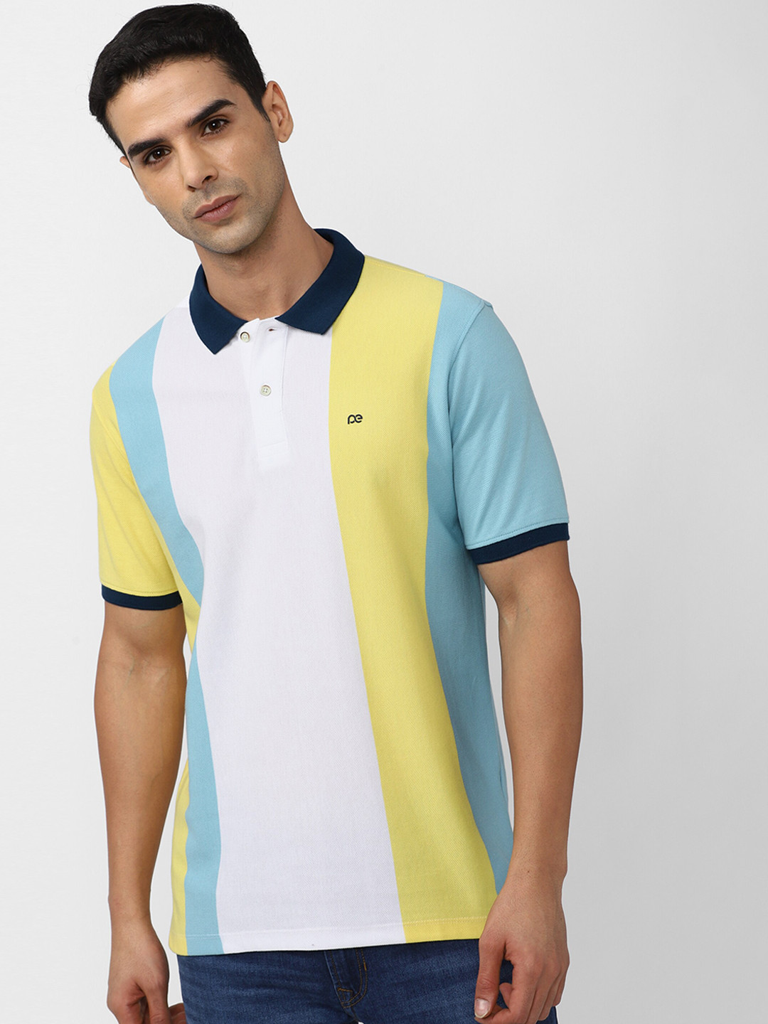 

Peter England Casuals Colourblocked Polo Collar T-shirt, White