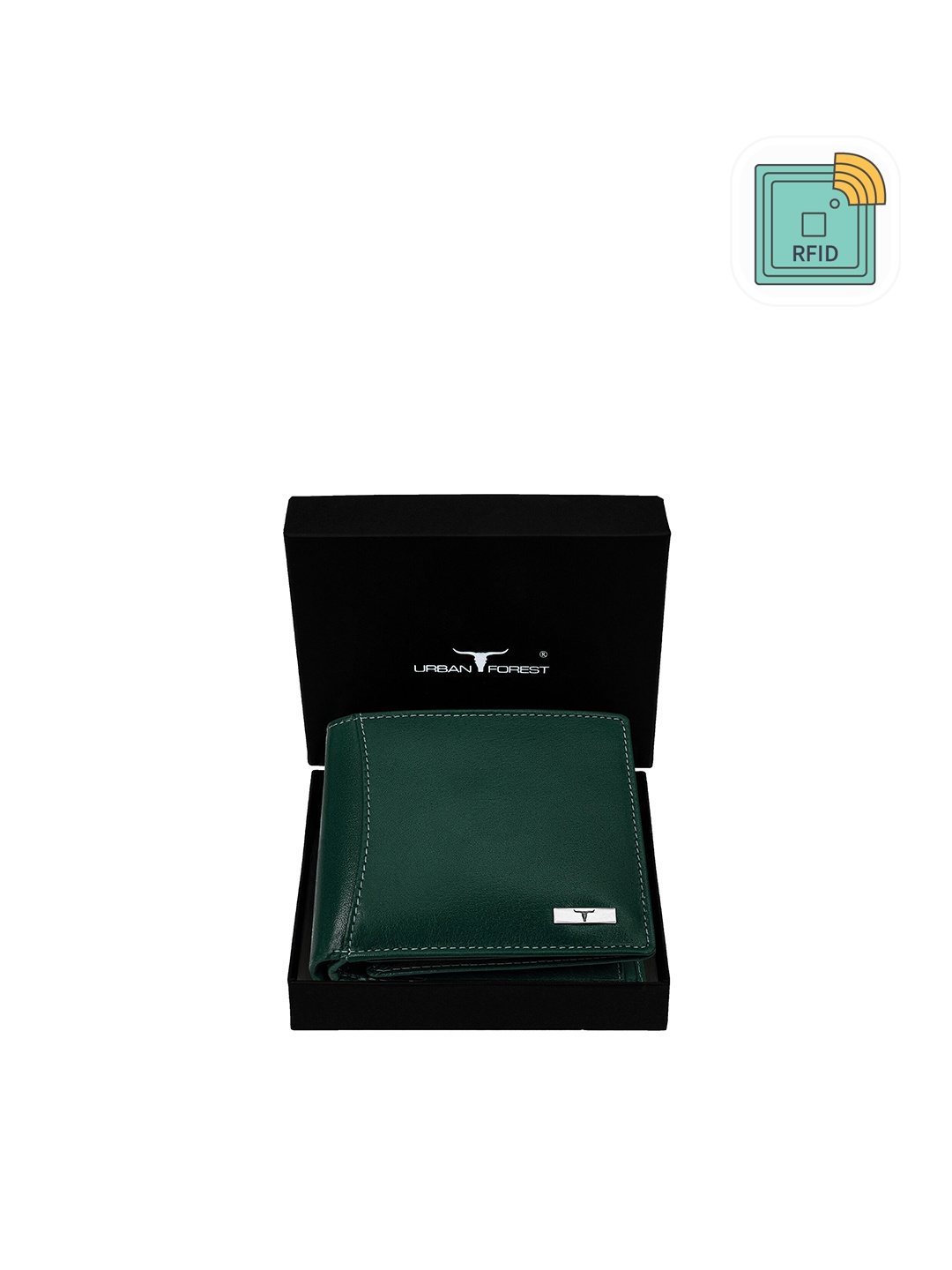 

URBAN FOREST Men Leather Two Fold Wallet, Green