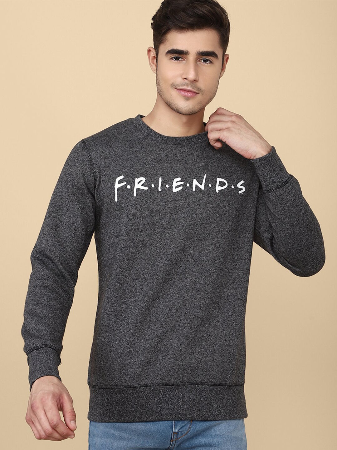 

Free Authority Friends Printed Cotton Sweatshirt, Grey