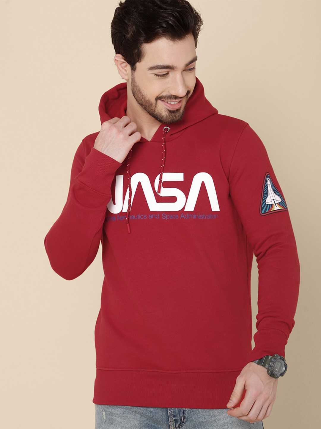 

Free Authority NASA Printed Hooded Cotton Sweatshirt, Red