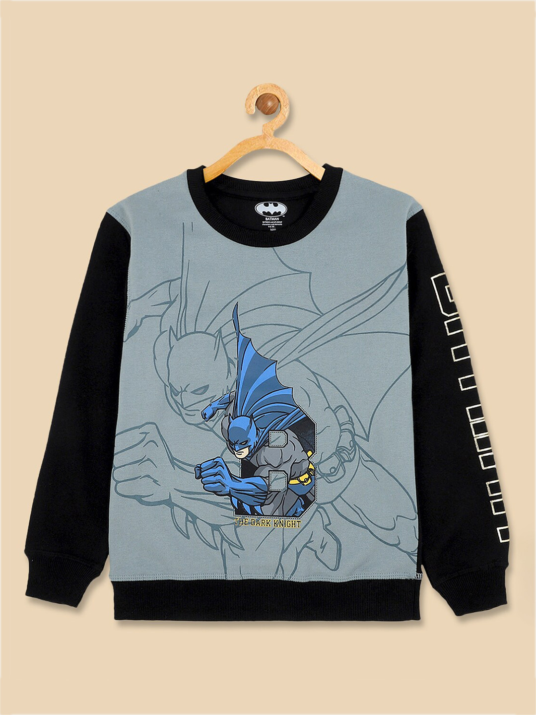 

Kids Ville Boys Batman Graphic Printed Cotton Pullover, Grey