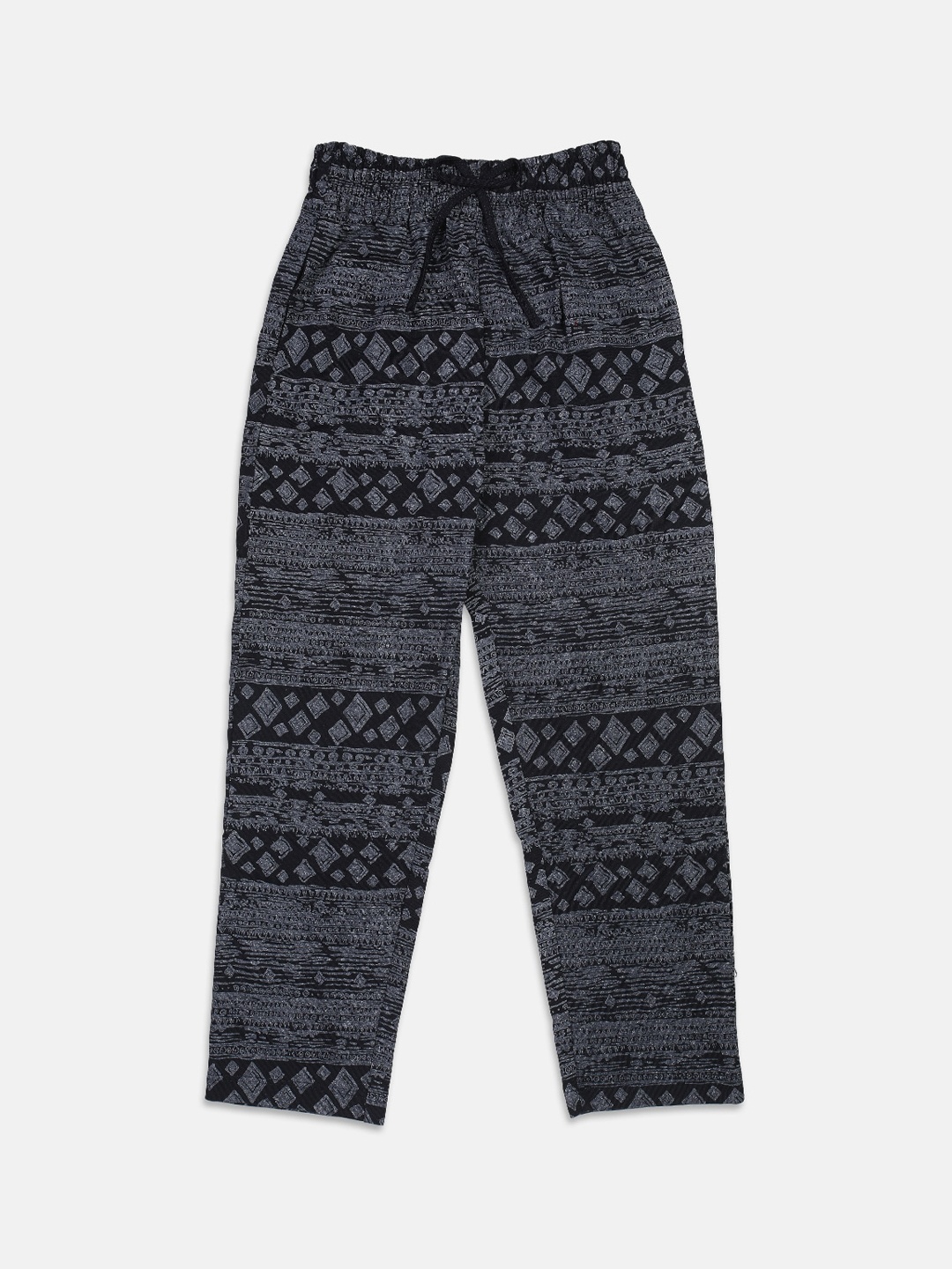 

PAMPOLINA Girls Geometric Printed Cotton Track Pants, Black