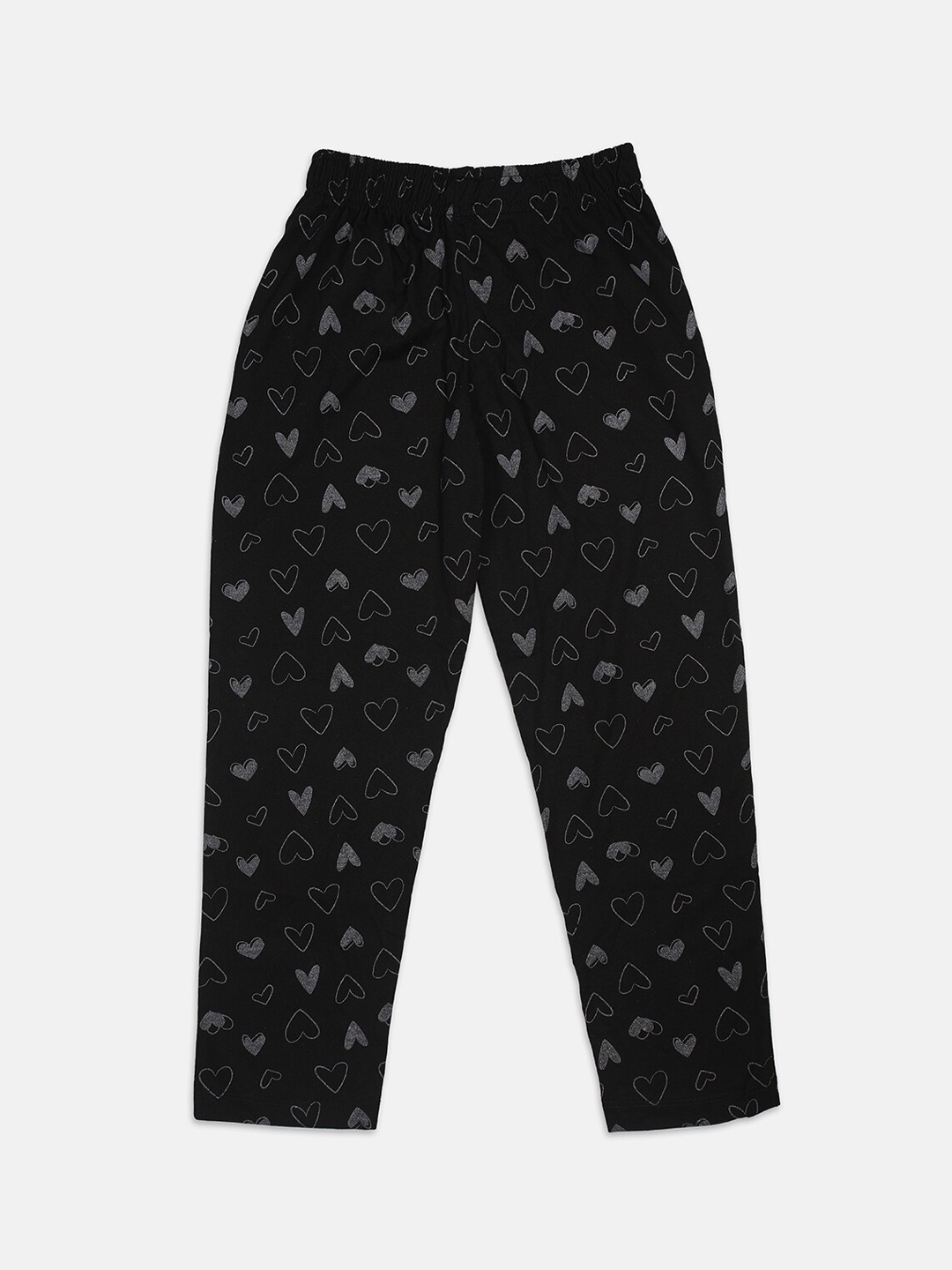 

PAMPOLINA Girls Conversational Printed Cotton Track Pants, Black