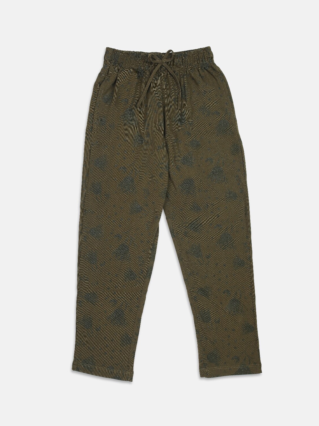 

PAMPOLINA Girls Abstract Printed Cotton Track Pants, Olive