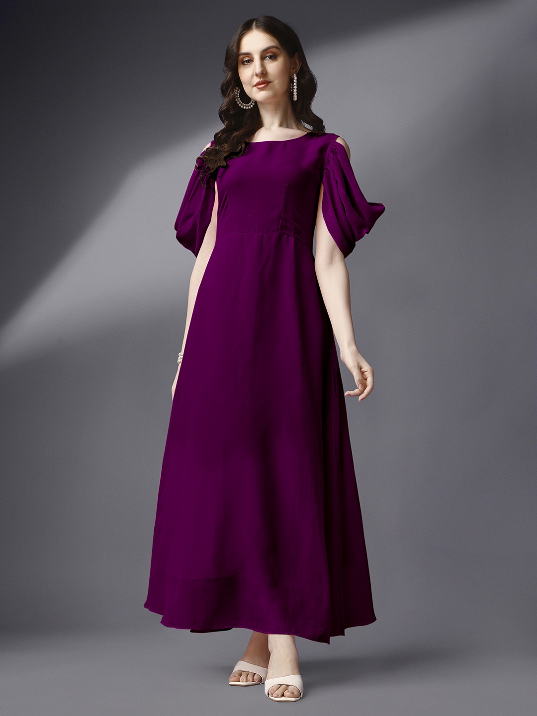 

Femvy Boat Neck Cold-Shoulder Maxi Dress, Magenta