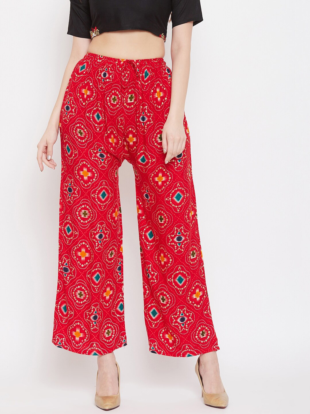 

Clora Creation Printed Ethnic Palazzos, Red