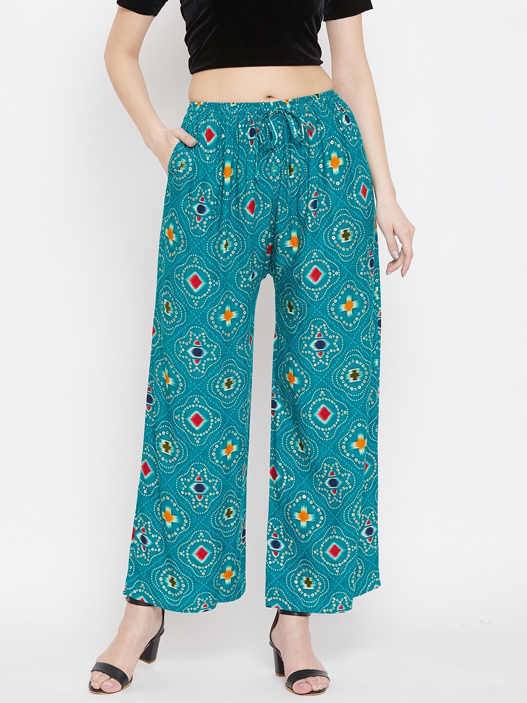 

Clora Creation Printed Ethnic Palazzos, Teal