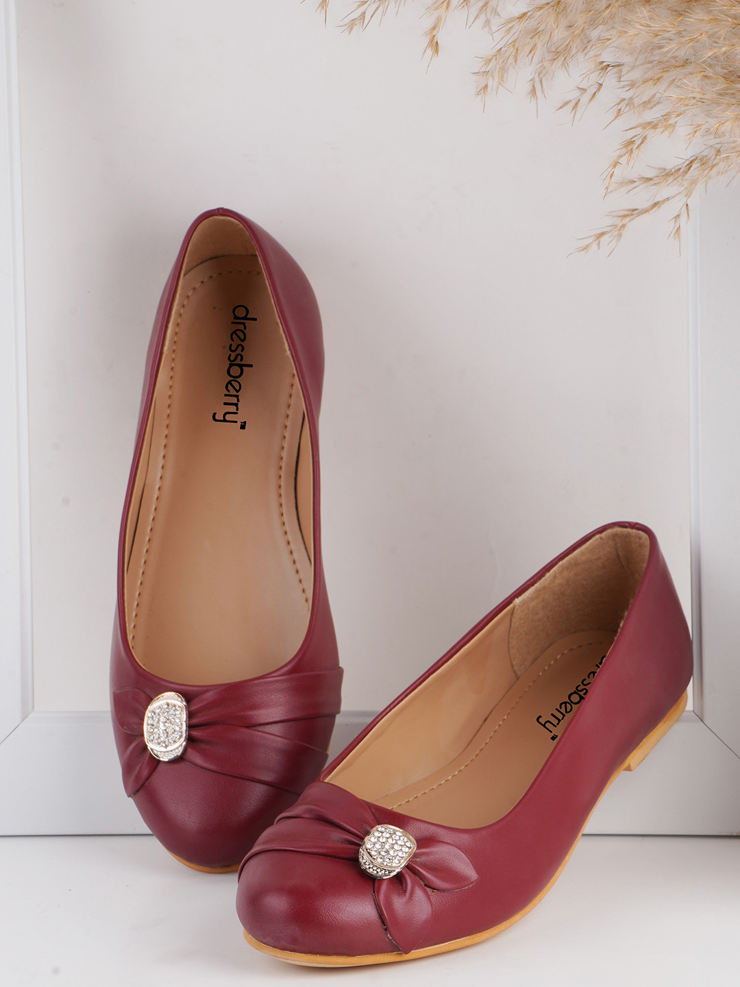 

DressBerry Maroon Embellished Ballerinas