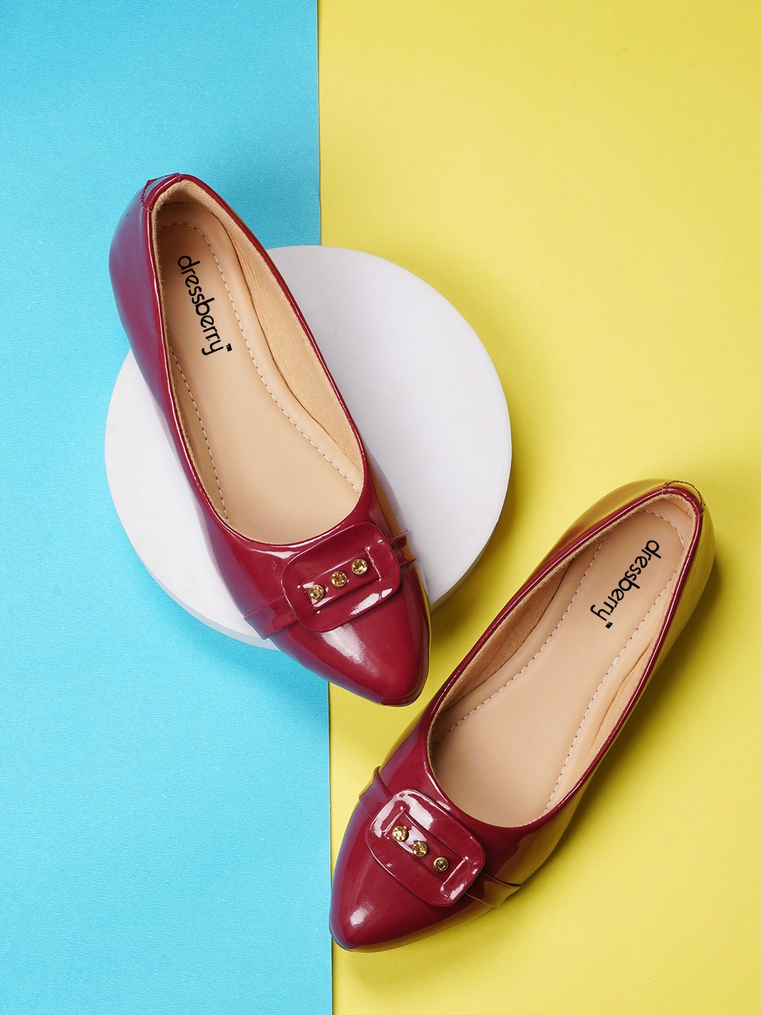 

DressBerry Maroon Pointed Toe Embellished Ballerinas